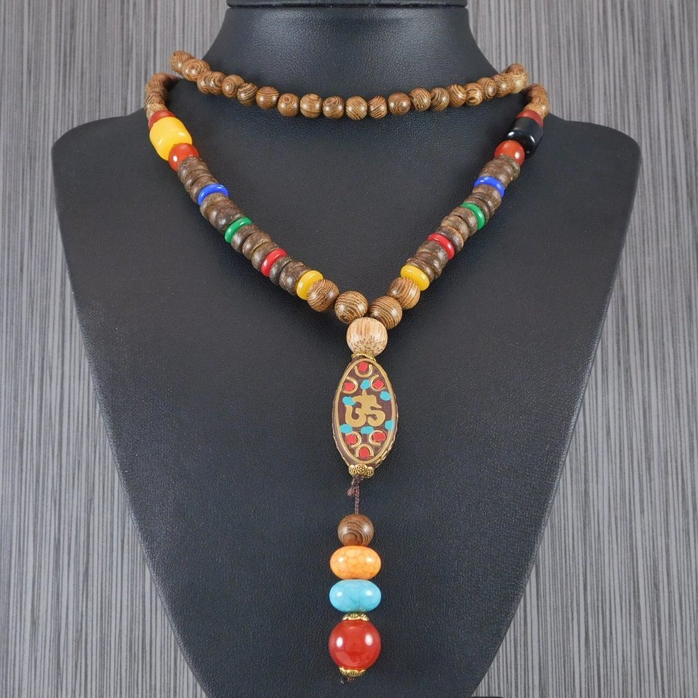 Long Mala Bead Necklace Boho Spiritual Jewelry